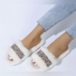 Multicolored rhinestones slippers size 6 1/2